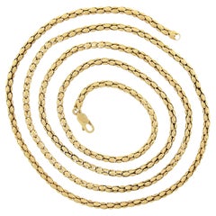 Italian 14k Yellow Gold Long Polished Popcorn Link Chain Necklace
