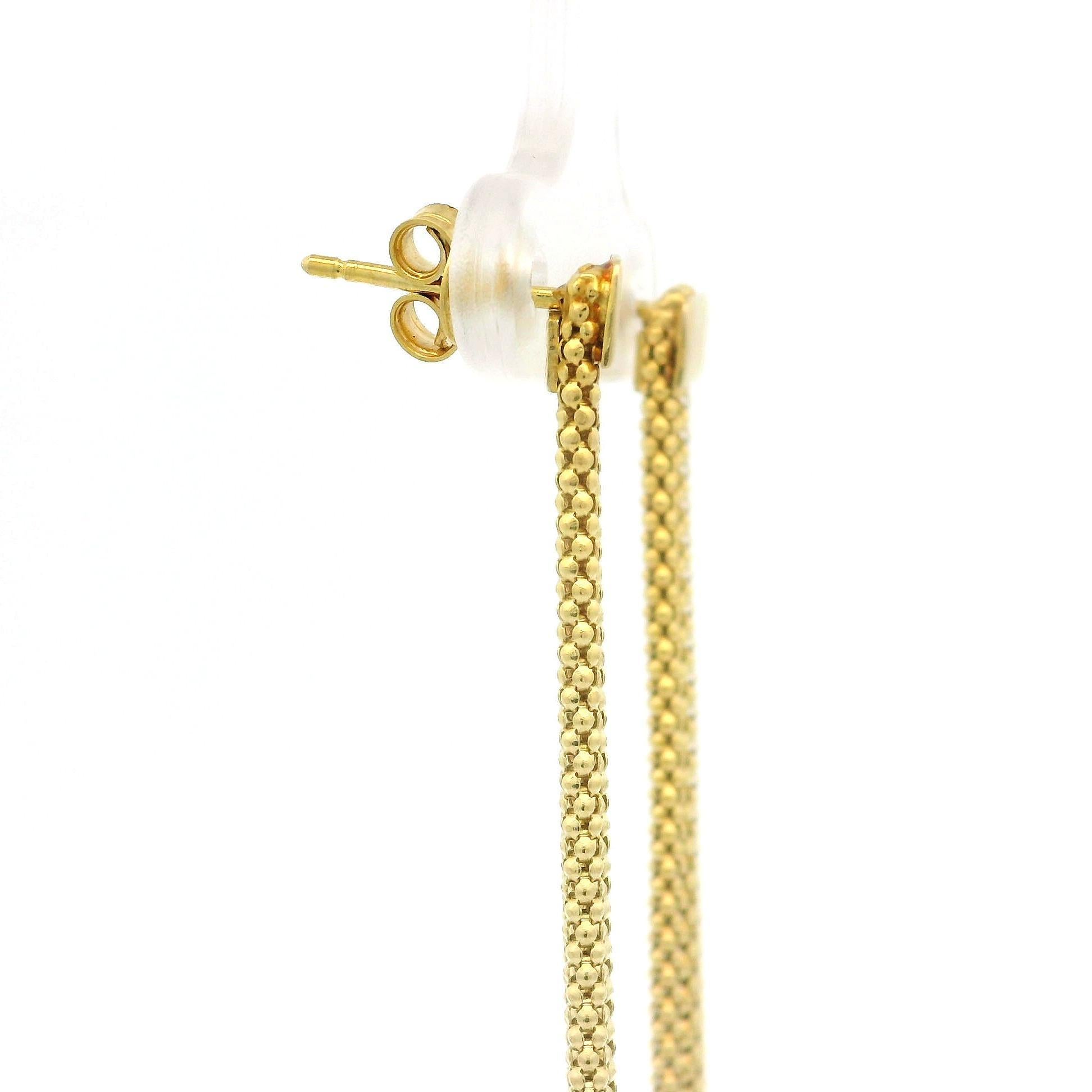 Boucles d'oreilles pendantes en or jaune 14k à longs maillons en popcorn avec extrémités en perles en vente 5