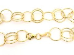 Italian 14k Yellow Gold Open Circle Link Chain Necklace w/ Dropping Circles