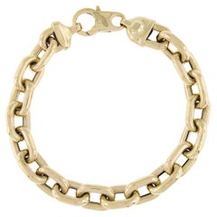 Italian 14k Yellow Gold Polished Open Oval Link Hollow Design Bracelet