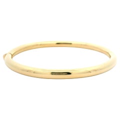 Italian 14k Yellow Gold Polished Tube Stackable Hinged Open Bangle Bracelet