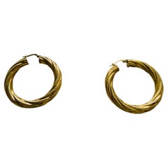 Italian 14K Yellow Gold Rope Like/ Round Twisted Pair of Hoop Earrings Italian 14K Yellow Gold Rope Like/ Round Twisted Pair of Hoop Earrings