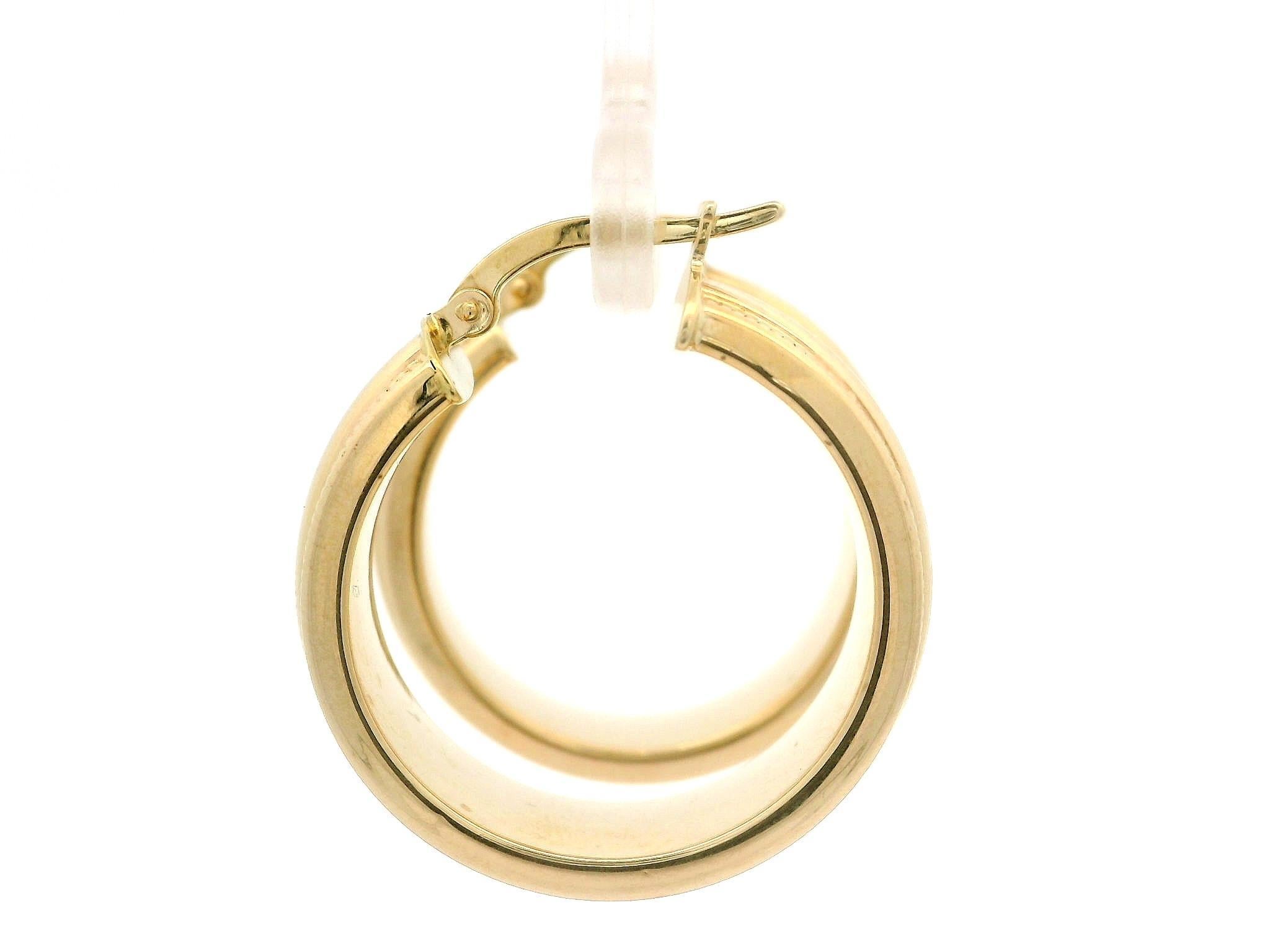 Women's Italian 14k Yellow Gold Wide Coin Edge 27mm Large Hoop Earrings For Sale