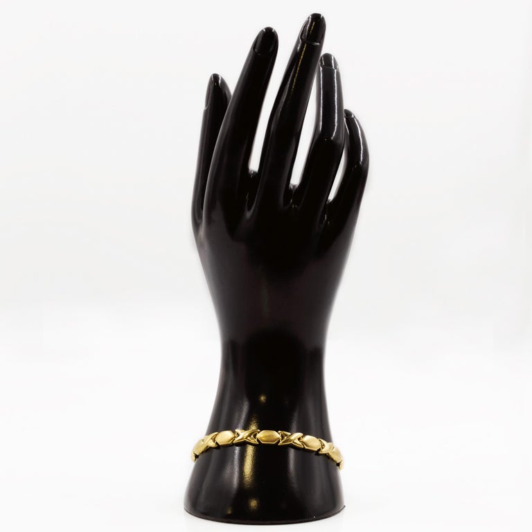 Italian 14Karat Yellow Gold "X&O" Bracelet by Concept Gold at 1stDibs