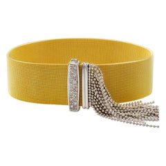 Italian 14K Yellow and White Gold Woven Bracelet with Diamond Buckle circa 1950s Italian 14K Yellow and White Gold Woven Bracelet with Diamond Buckle circa 1950s