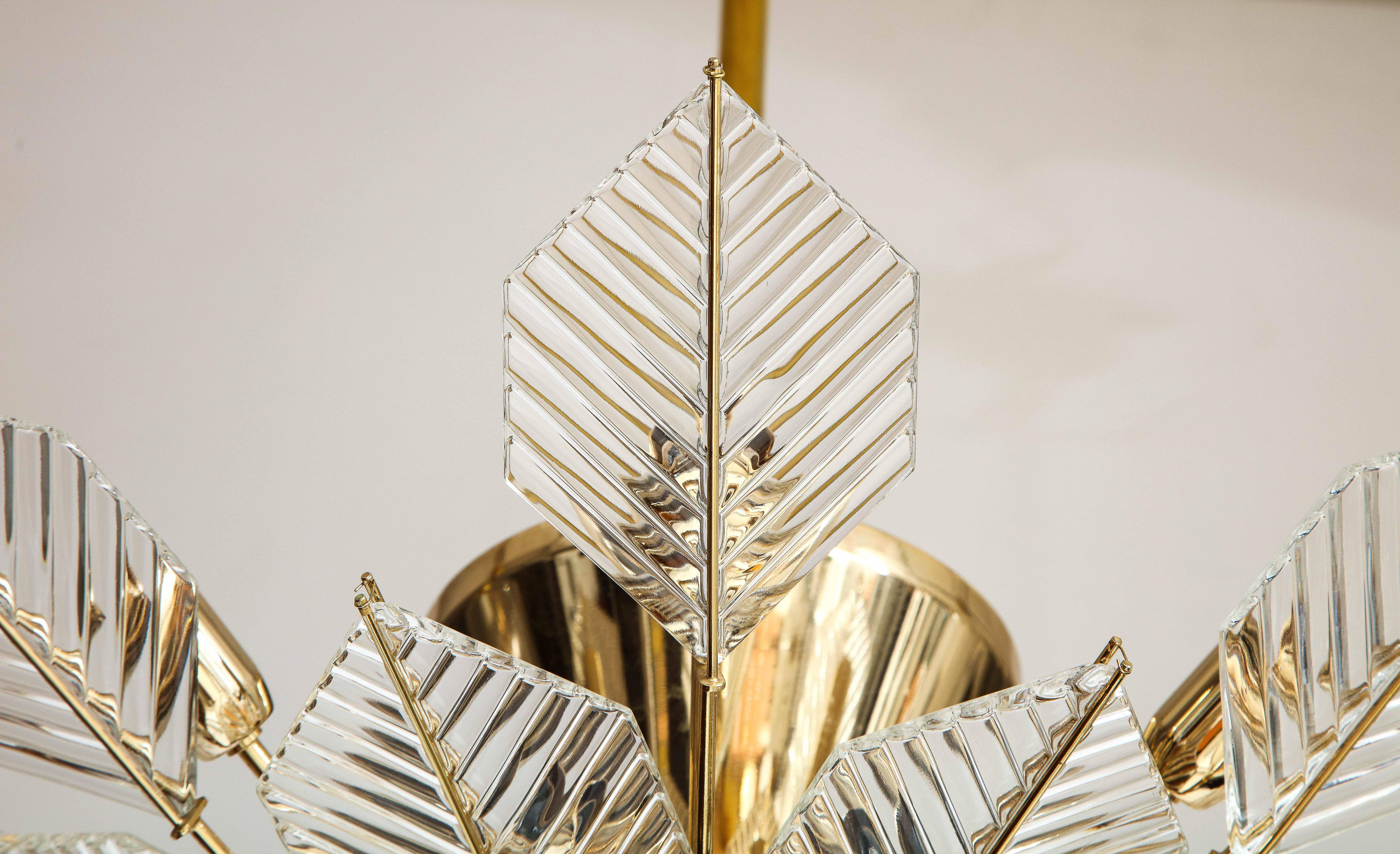 Italian 15 Light Glass Chandelier Decorated with Leaf Motif, La Murrina, 1970's For Sale 4