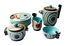 Servicio de té futurista italiano de 15 piezas de Diulgheroff y d'Albisola para Mazzotti