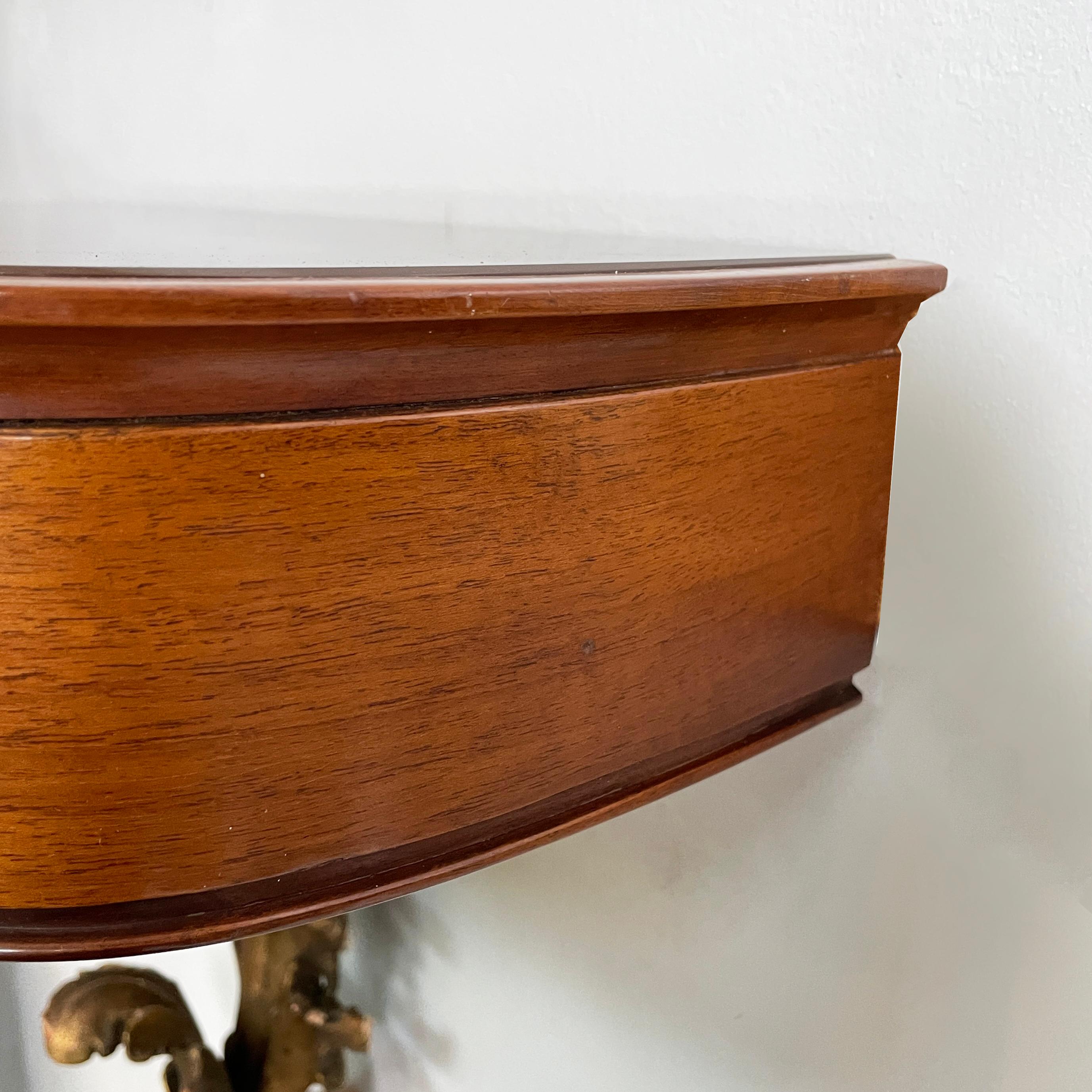 Italian 1600s style Bedside tables in golden finish wood, brass and glass, 1900s 6