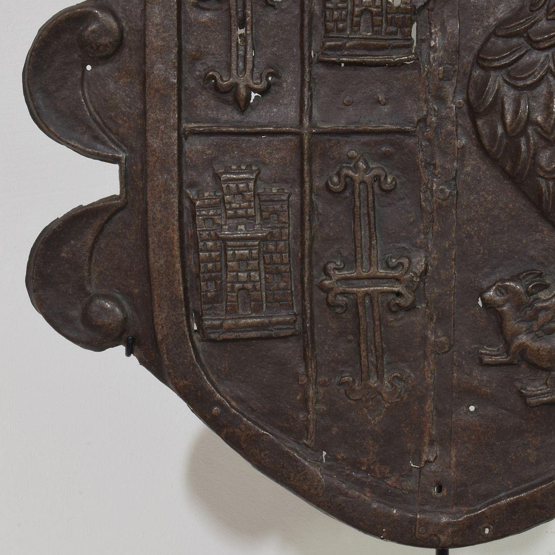 Italian 16th/ 17th Century Folk Art Forged  Iron Coat of Arms For Sale 7