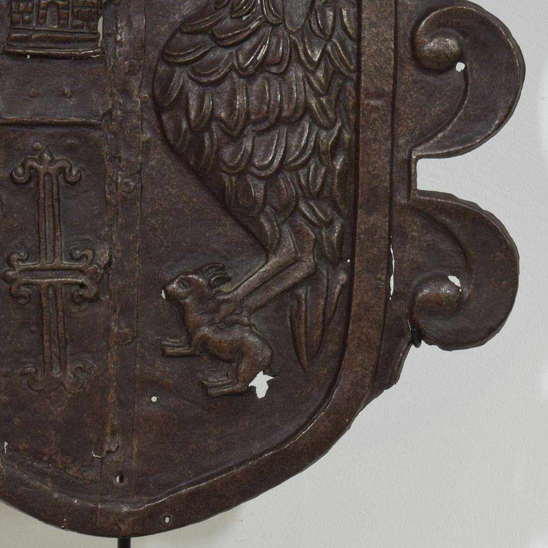 Italian 16th/ 17th Century Folk Art Forged  Iron Coat of Arms For Sale 8