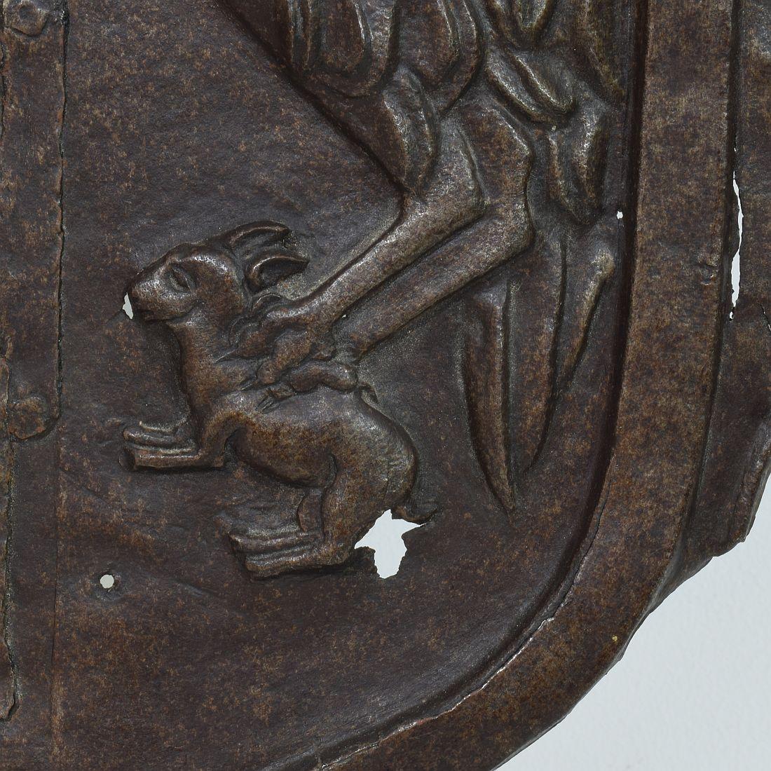 Italian 16th/ 17th Century Folk Art Forged  Iron Coat of Arms For Sale 12