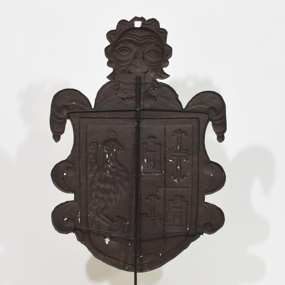 Italian 16th/ 17th Century Folk Art Forged  Iron Coat of Arms For Sale 13
