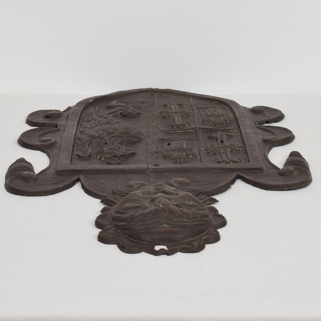 Italian 16th/ 17th Century Folk Art Forged  Iron Coat of Arms For Sale 16