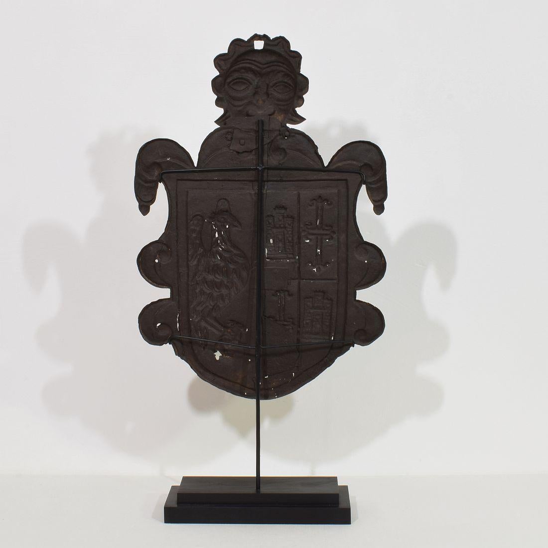 Italian 16th/ 17th Century Folk Art Forged  Iron Coat of Arms For Sale 1