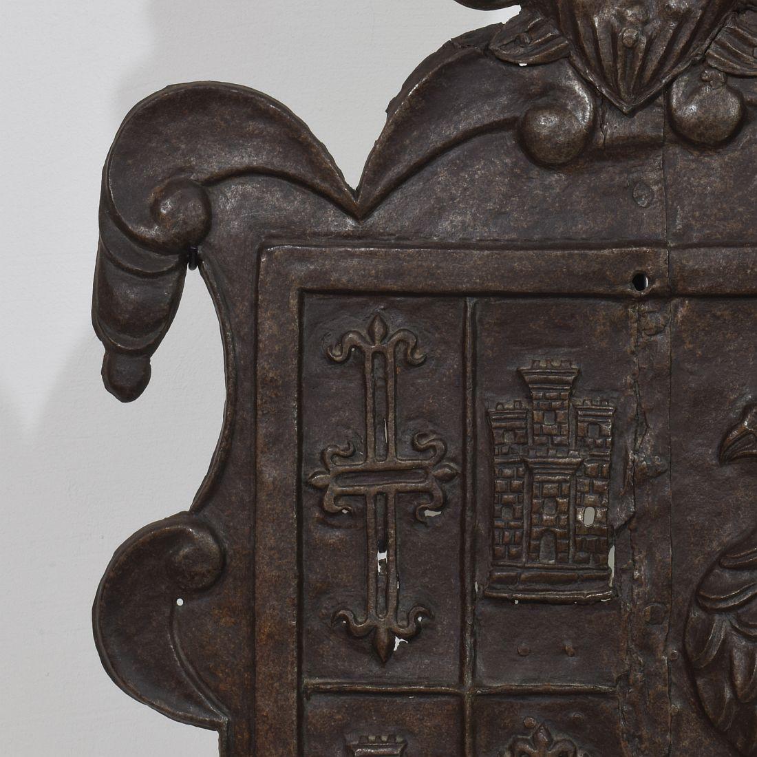 Italian 16th/ 17th Century Folk Art Forged  Iron Coat of Arms For Sale 5