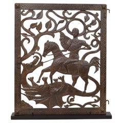 Italian 16th/17th Century Small Iron Door Depicting Saint George