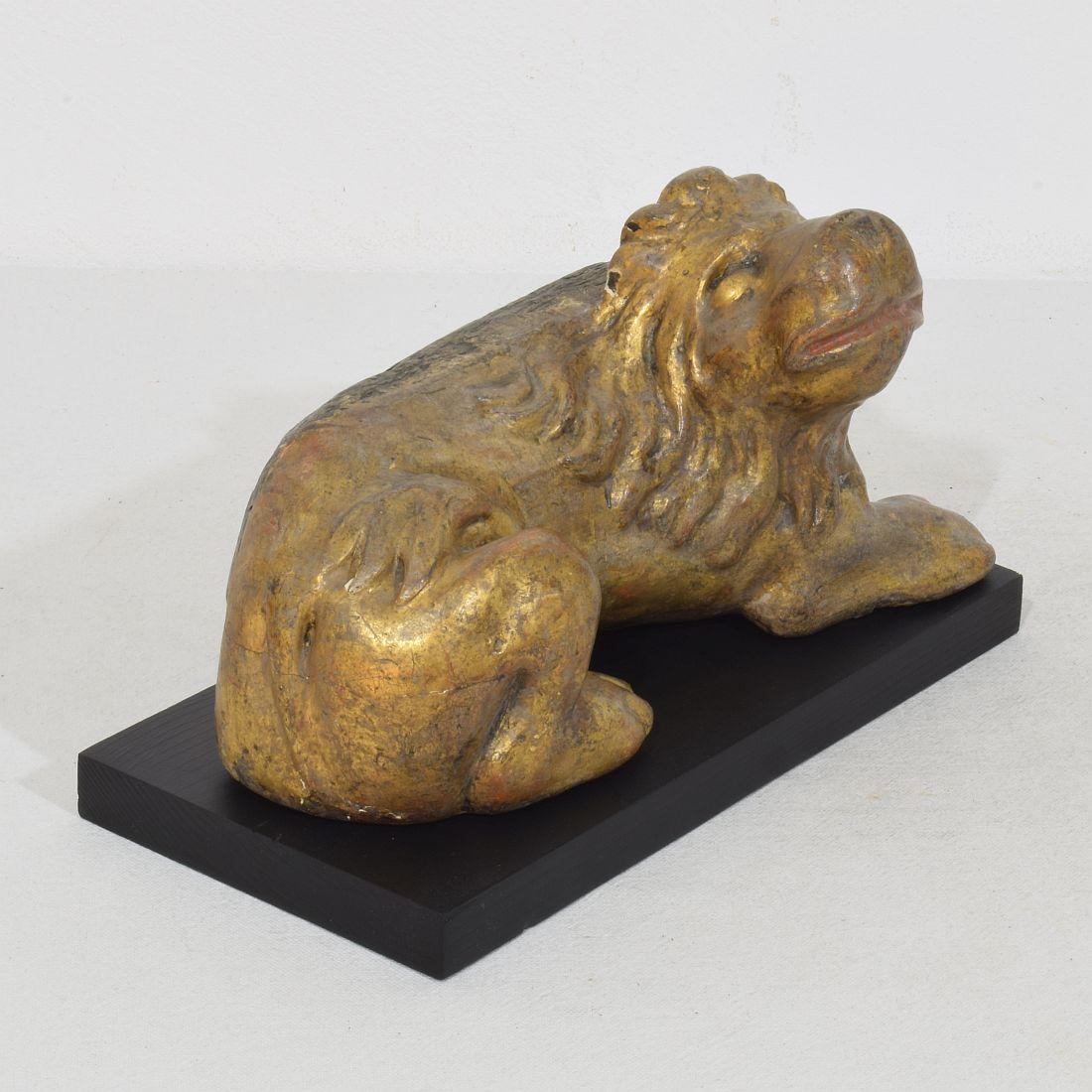 Italian 16th century Hand Carved Wooden Lion For Sale 1