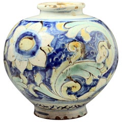 Italian 16th Century Tin Glazed Earthenware Jar Caltagirone Sicily