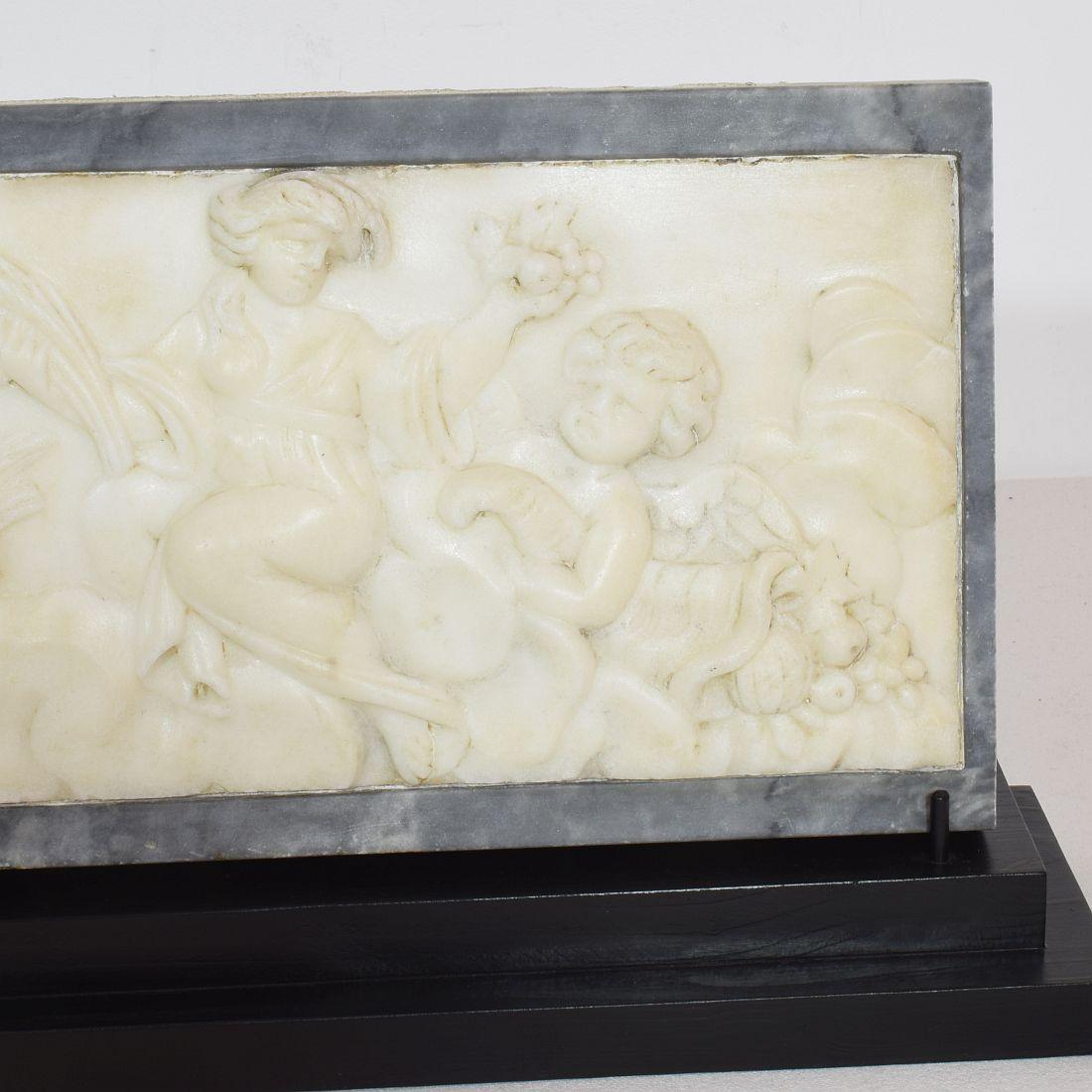 Italian 17/18th Century Baroque Marble Panel Presenting Abundantia with Angels 3