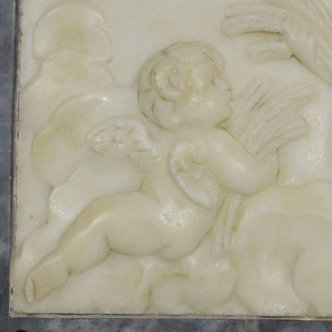 Italian 17/18th Century Baroque Marble Panel Presenting Abundantia with Angels 4