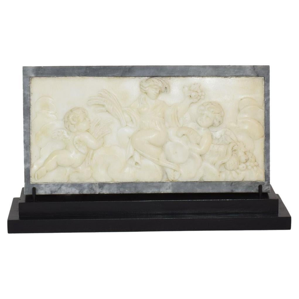 Italian 17/18th Century Baroque Marble Panel Presenting Abundantia with Angels