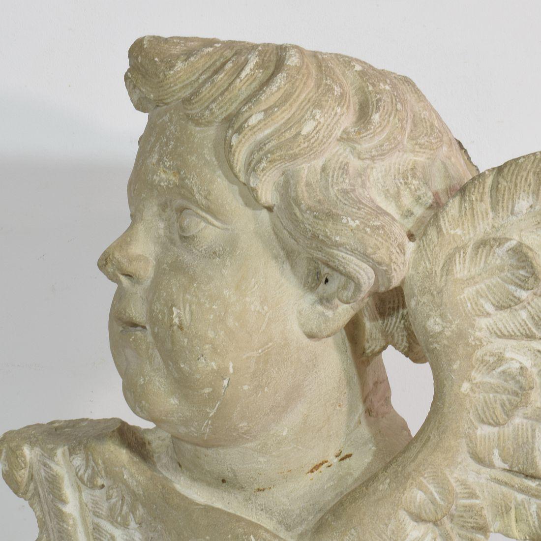 Italian 17/18th Century Carved Limestone Angel Head 8