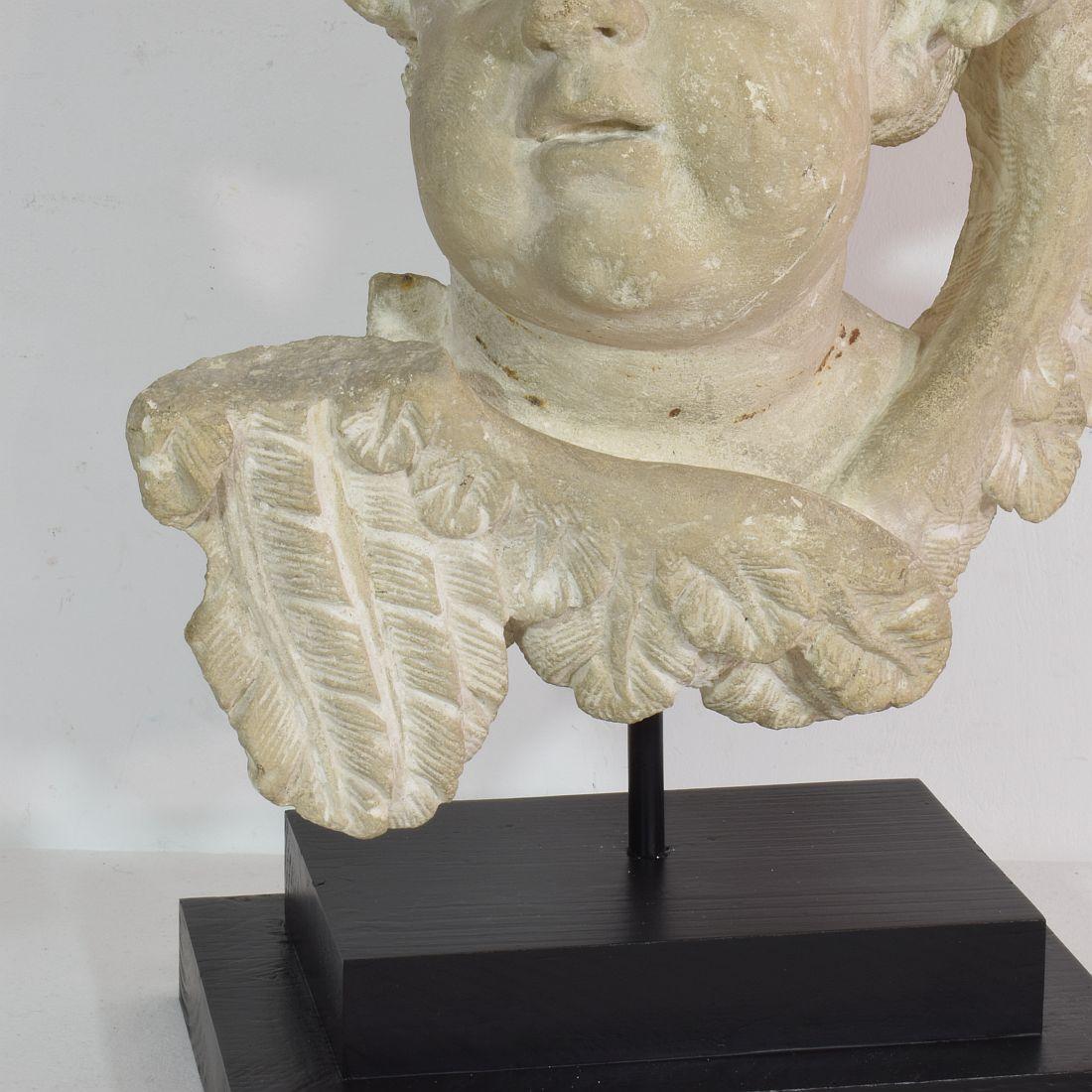 Italian 17/18th Century Carved Limestone Angel Head 10