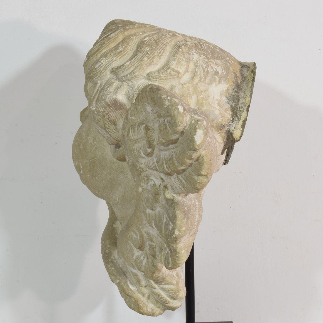 Italian 17/18th Century Carved Limestone Angel Head 3