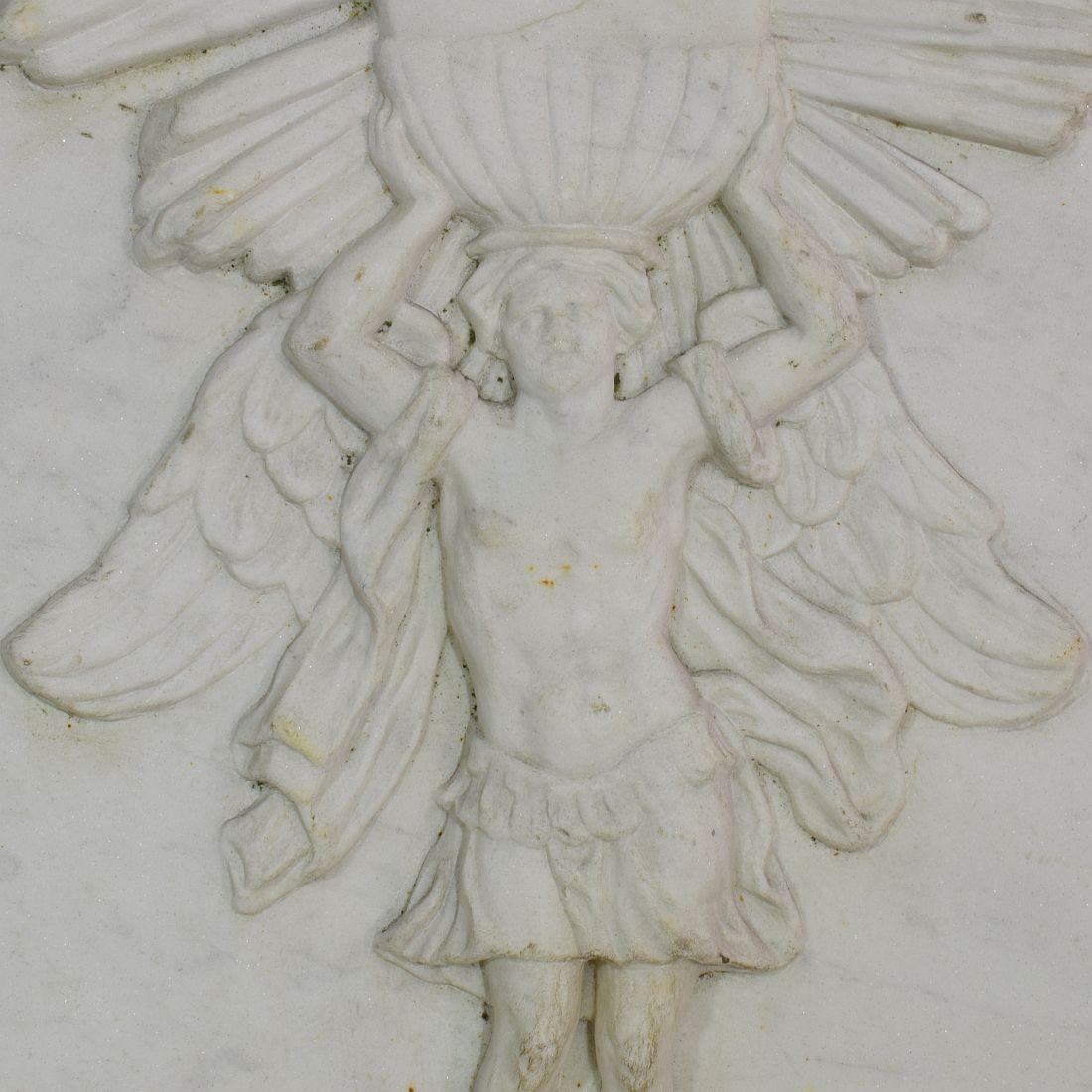 Italian 17/18th Century Marble Baroque Panel with Archangel Holding a Chalice 7