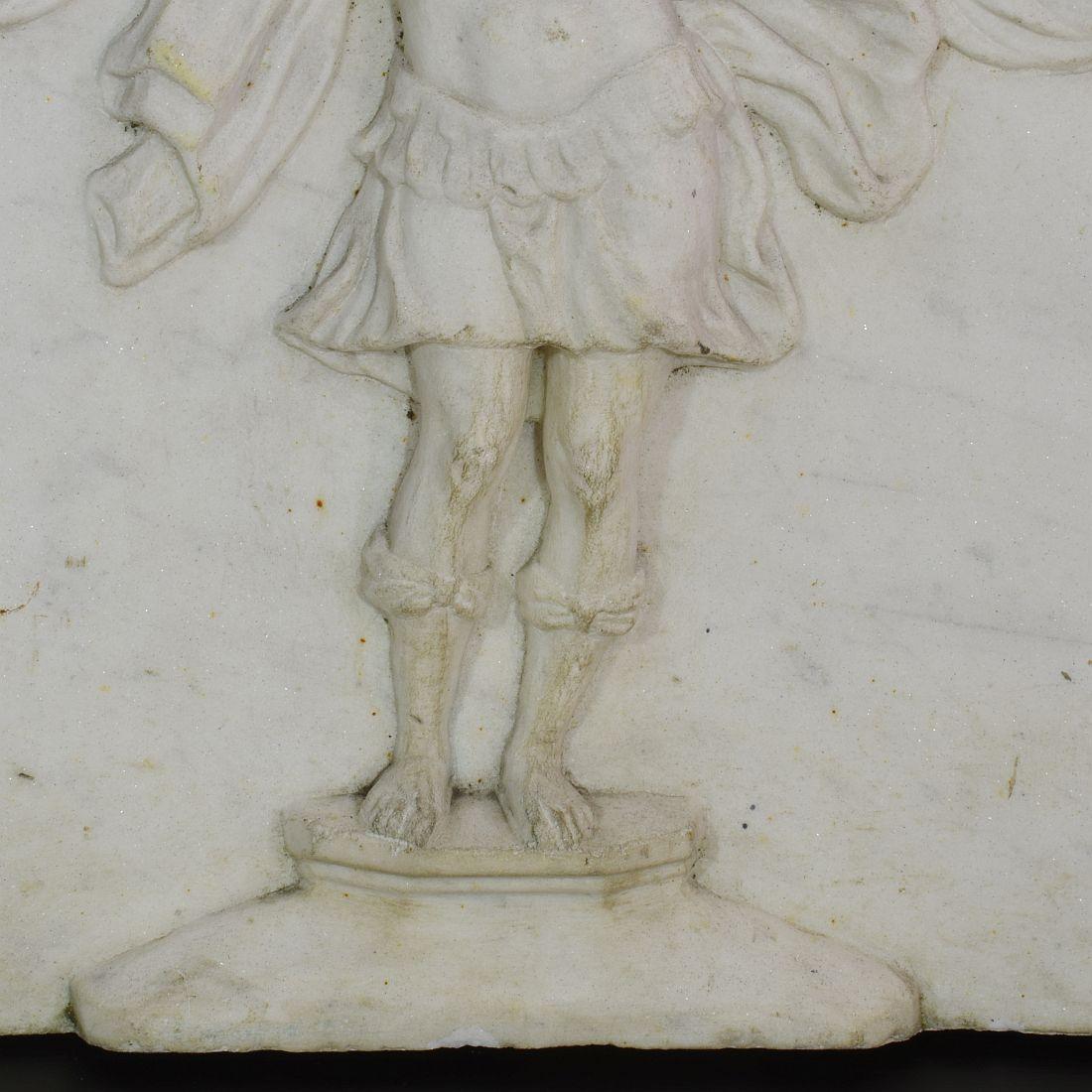 Italian 17/18th Century Marble Baroque Panel with Archangel Holding a Chalice 8