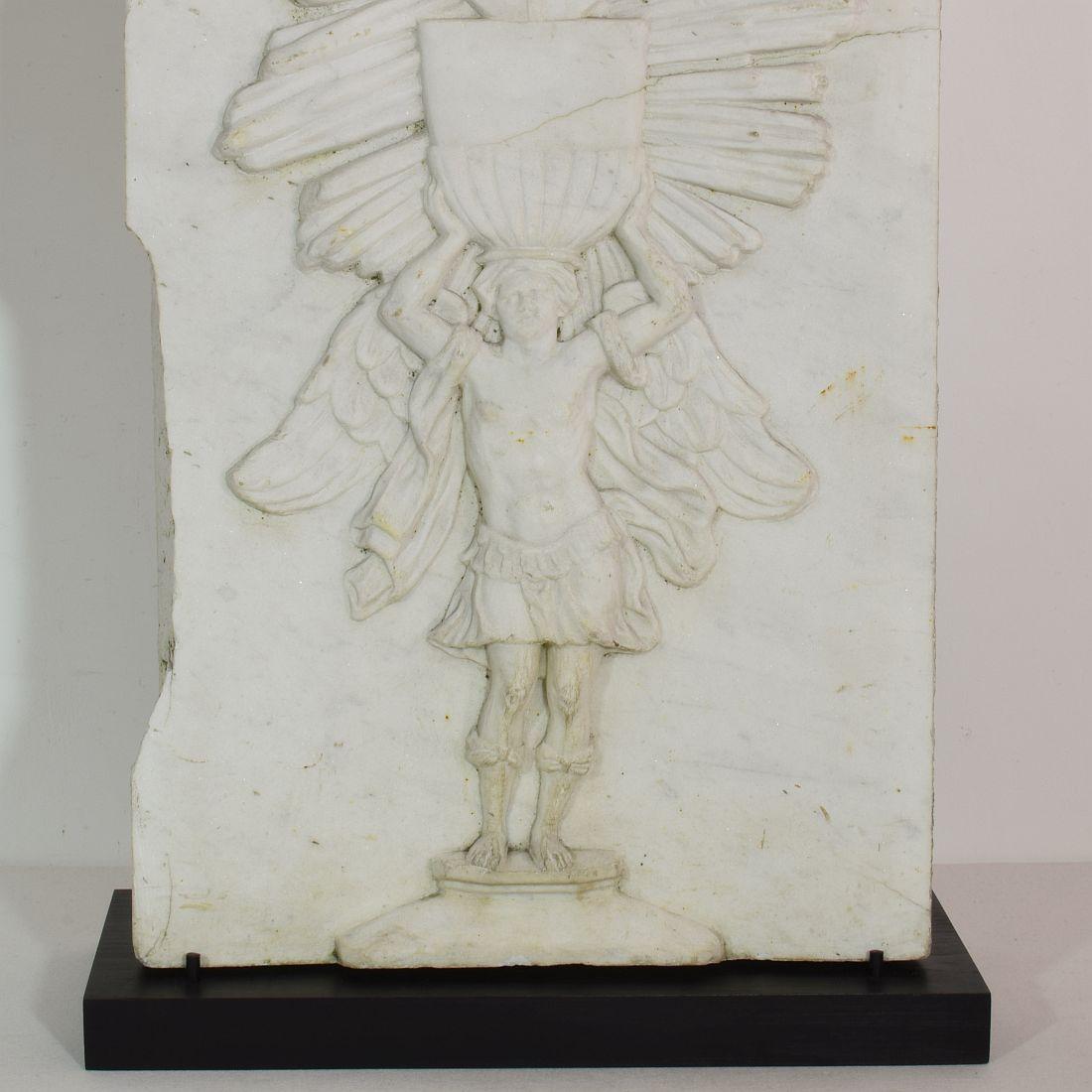 Italian 17/18th Century Marble Baroque Panel with Archangel Holding a Chalice 3