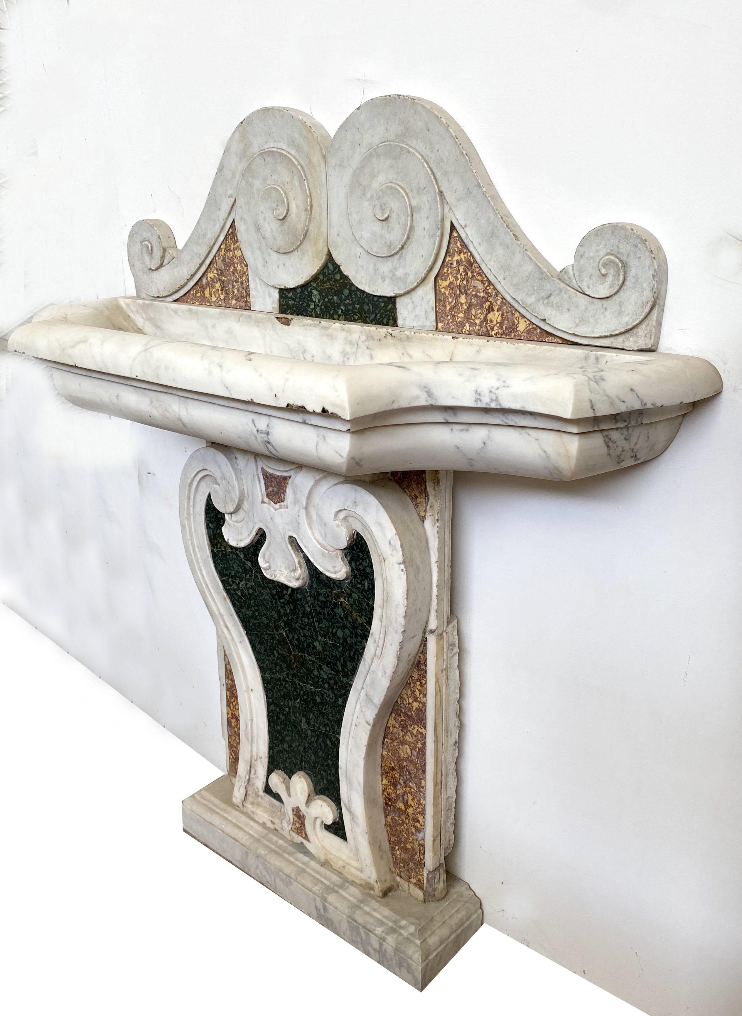 18th Century and Earlier Italian 17th Century Marble Inlaid Fountain 