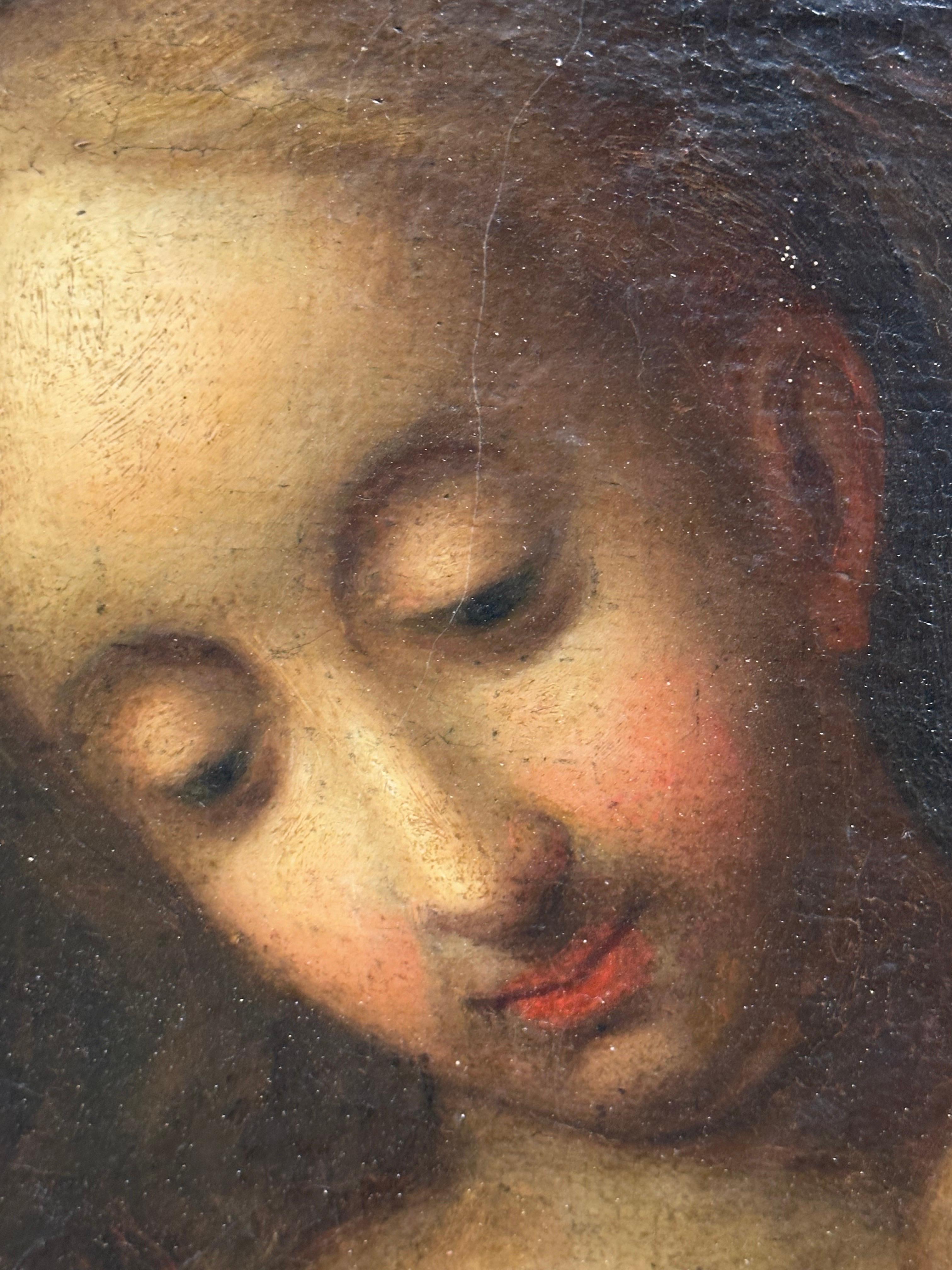 Fine Italian Old Master Oil Painting c. 1700's The Madonna Christ Child St. Johns en vente 9