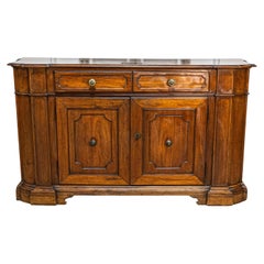 Used Italian 1700s Walnut Credenza with Four Drawers, Four Doors and Pilasters