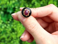 Gemelos italianos de oro amarillo de 1,75 quilates de rubí y ónice