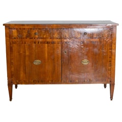 Italian 1780s Walnut and Mahogany Buffet with Cross Banding and Tapered Legs