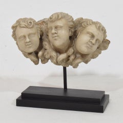 Italian, 17th / 18th Century Carved White Marble Winged Angel Heads Ornament