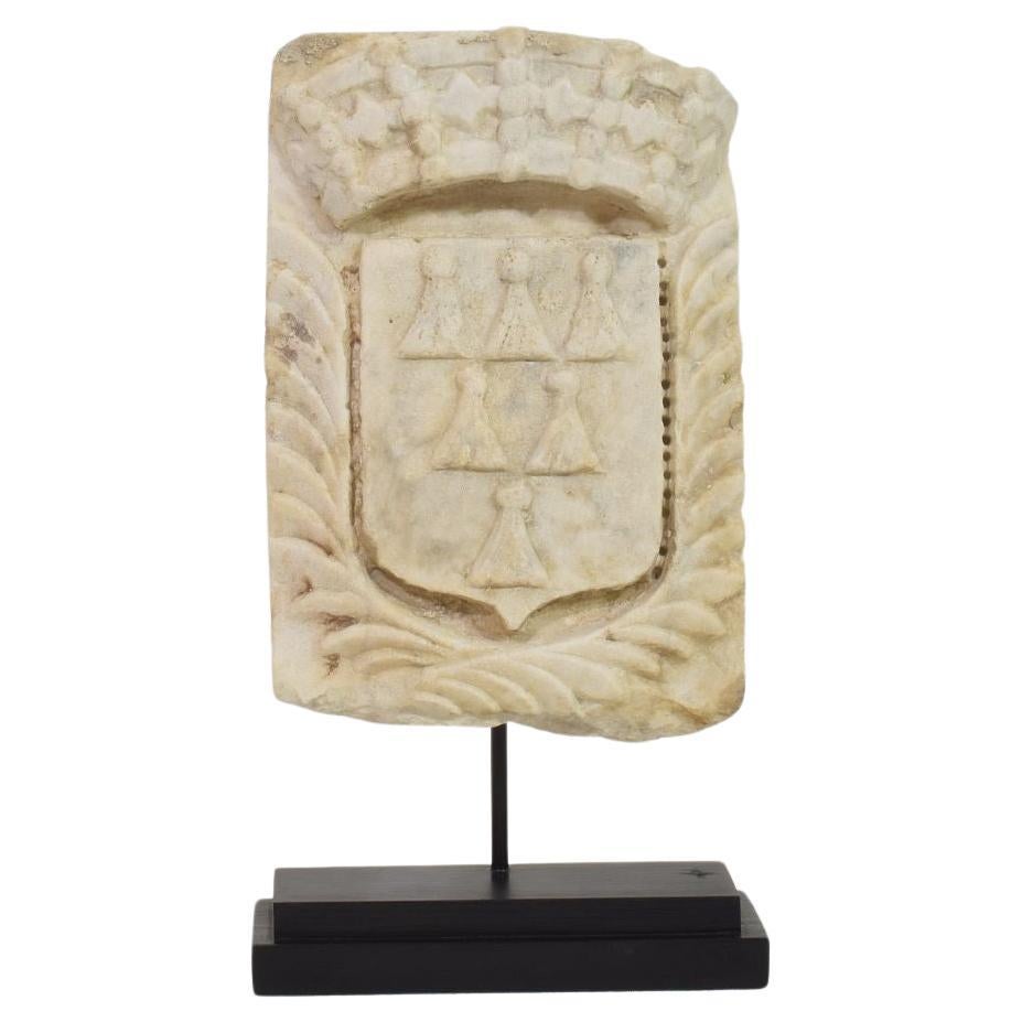 Italian 17th/ 18th Century White Marble Coat of Arms For Sale