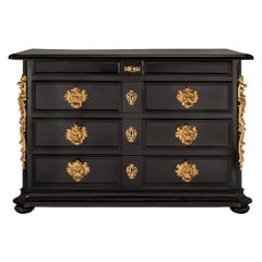 Italian 17th Century Baroque Period Fruitwood and Giltwood Chest