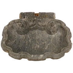 Italian 17th century Baroque Period Gris St. Anne marble carved shell sink/basin