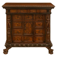 Italian 17th Century Baroque Period Walnut and Burl Walnut Cabinet