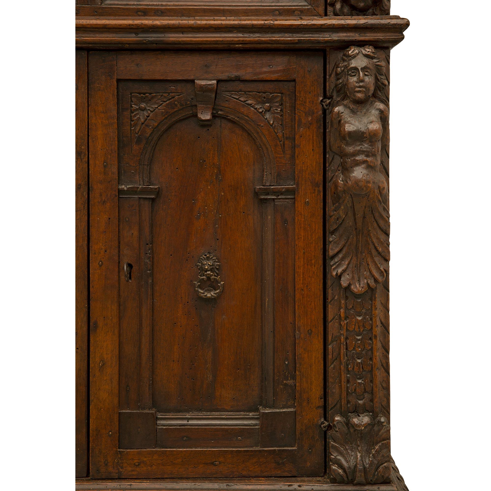 Italian 17th Century Baroque Period Walnut and Iron Specimen Cabinet For Sale 5