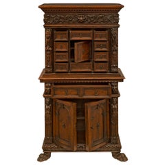 Italian 17th Century Baroque Period Walnut and Iron Specimen Cabinet