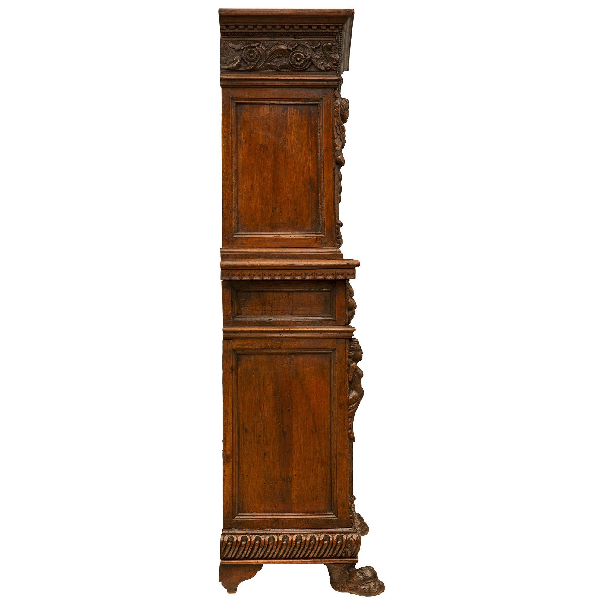 Italian 17th Century Baroque Period Walnut and Iron Specimen Cabinet In Good Condition For Sale In West Palm Beach, FL