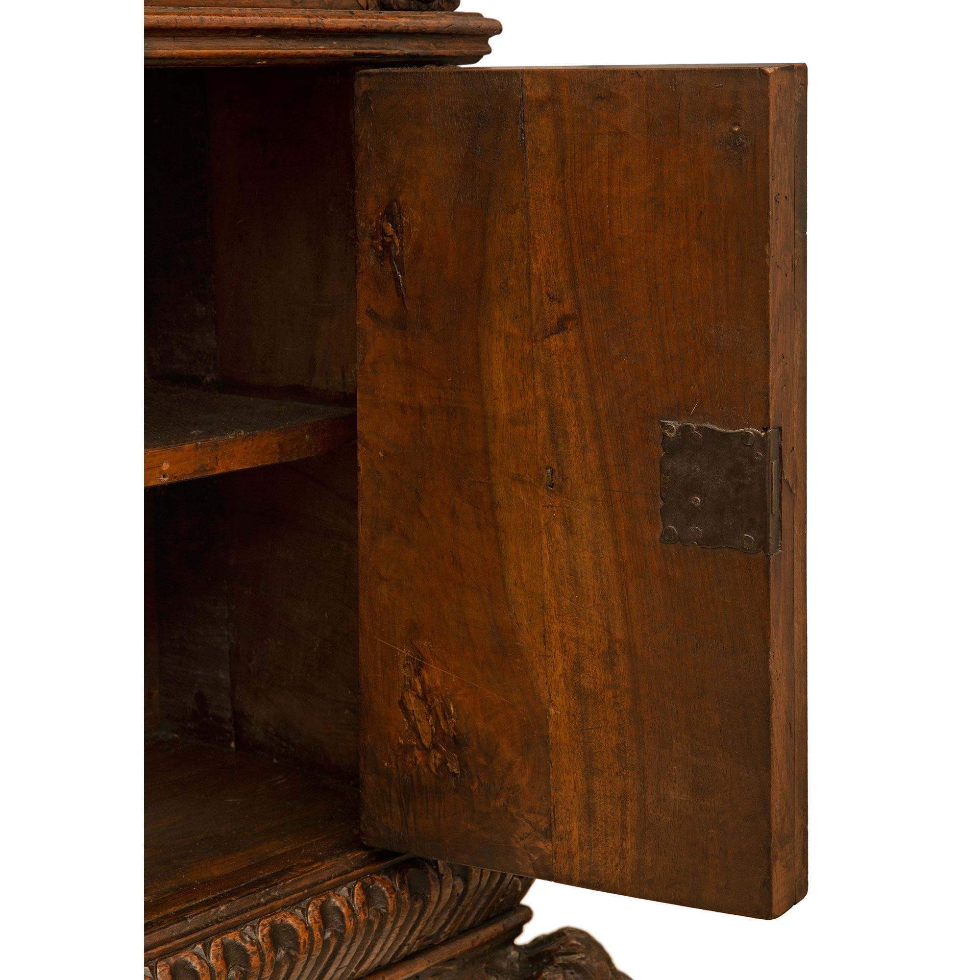 Italian 17th Century Baroque Period Walnut and Iron Specimen Cabinet For Sale 3