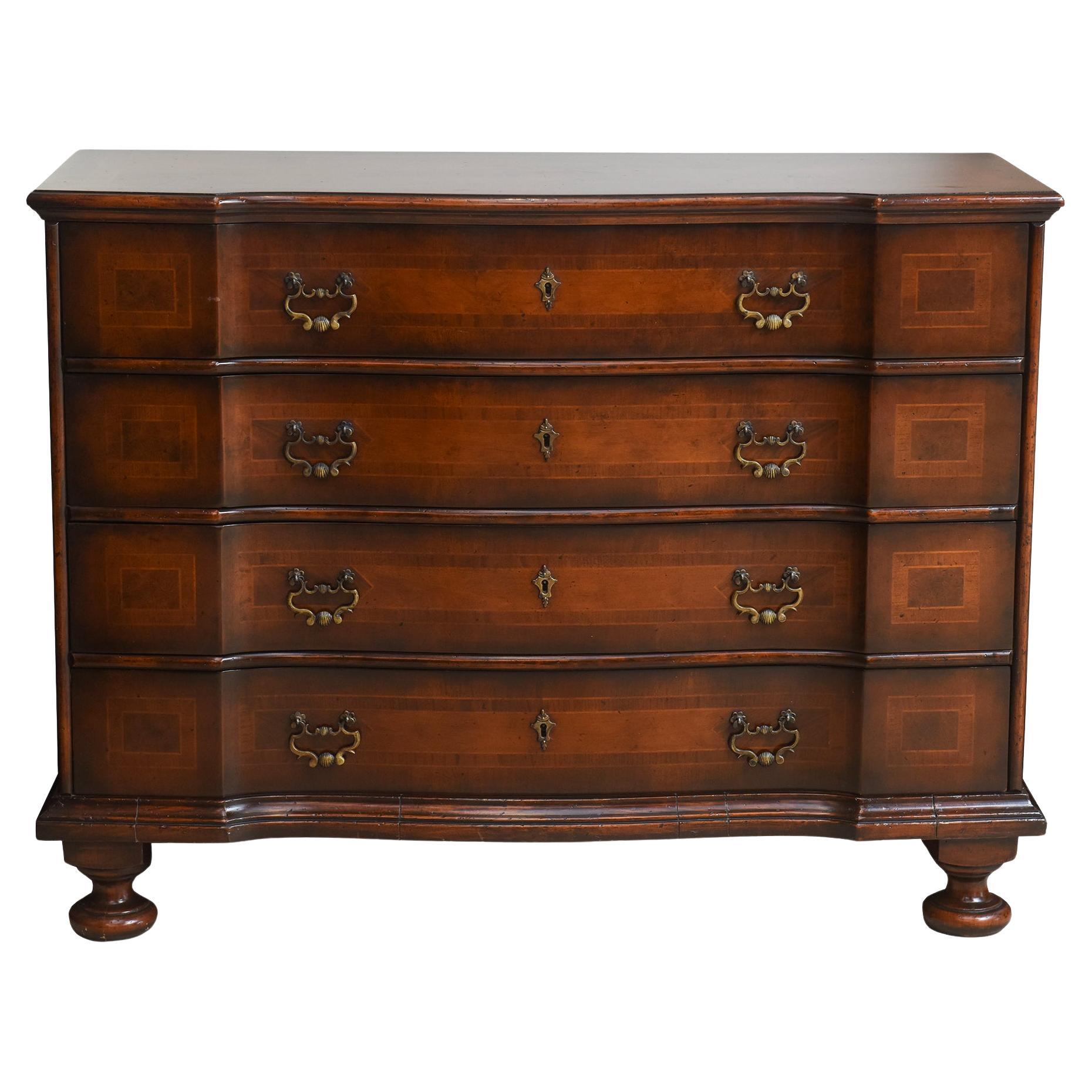 Italian 17th Century Baroque Period Walnut, Tulipwood, and Bronze Commode