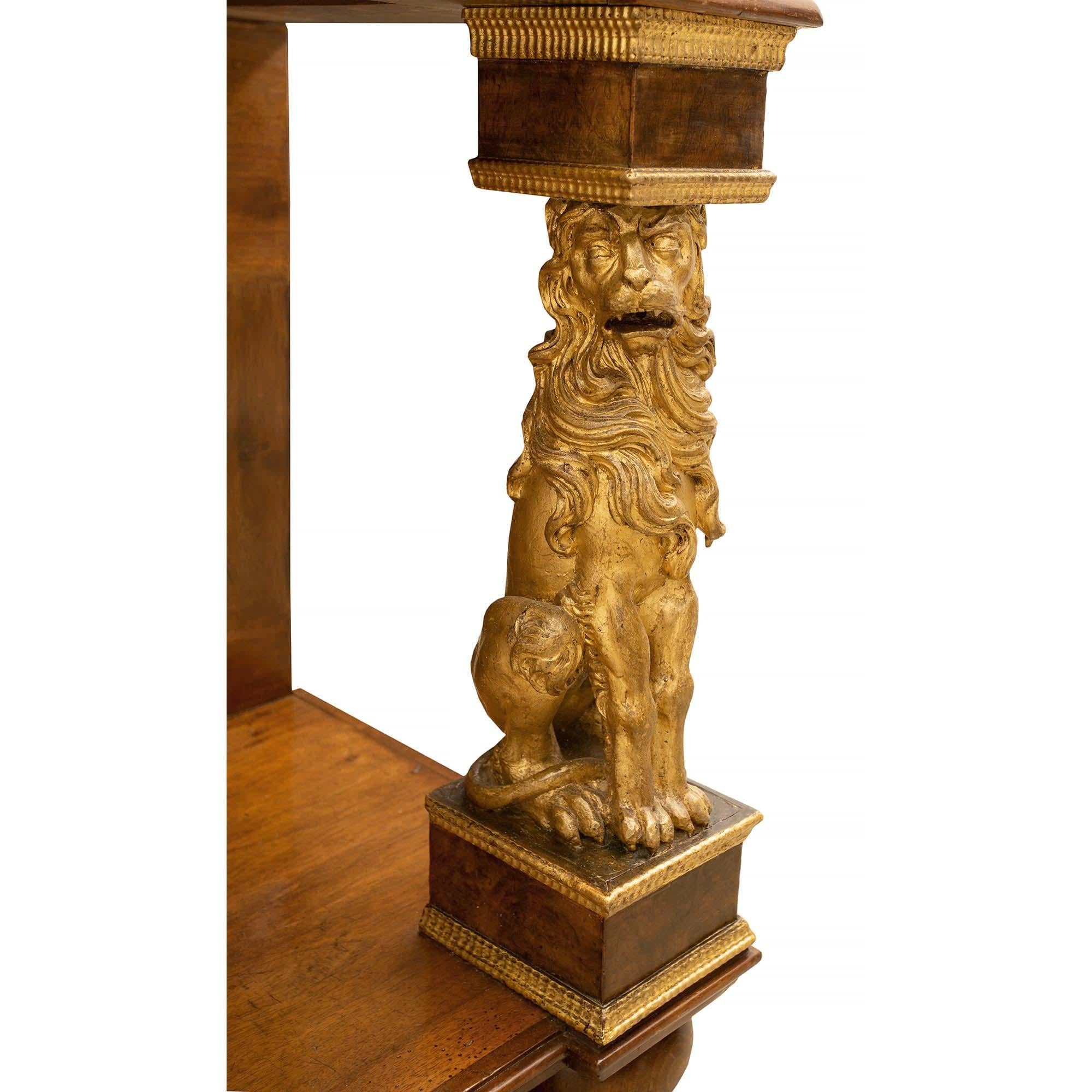 Italian 17th Century Burl Walnut, Gilt Iron and Giltwood Baroque Cabinet For Sale 11
