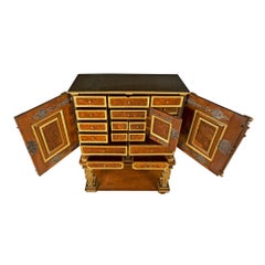 Italian 17th Century Burl Walnut, Gilt Iron and Giltwood Baroque Cabinet