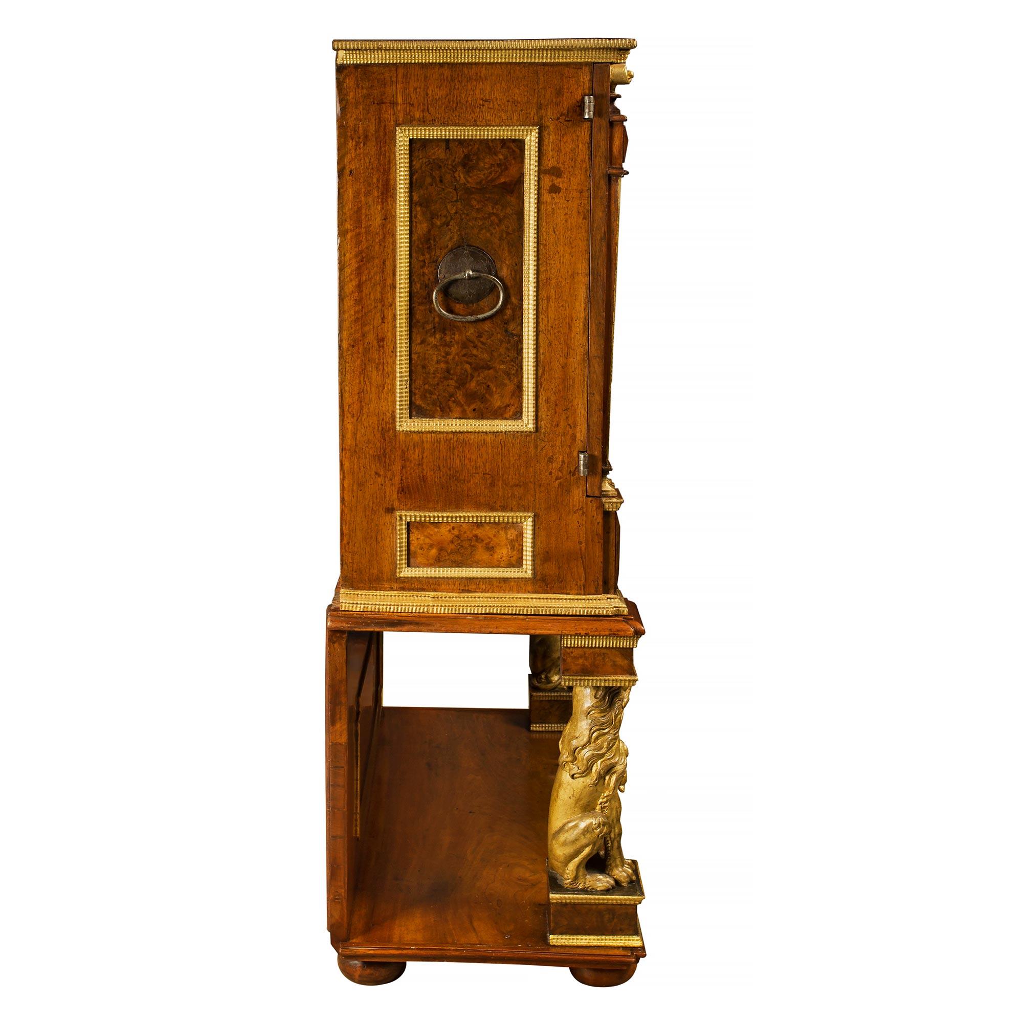 Italian 17th Century Burl Walnut, Gilt Iron and Giltwood Baroque Cabinet For Sale 2