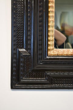Italian 17th Century Ebonized and Giltwood Mirror